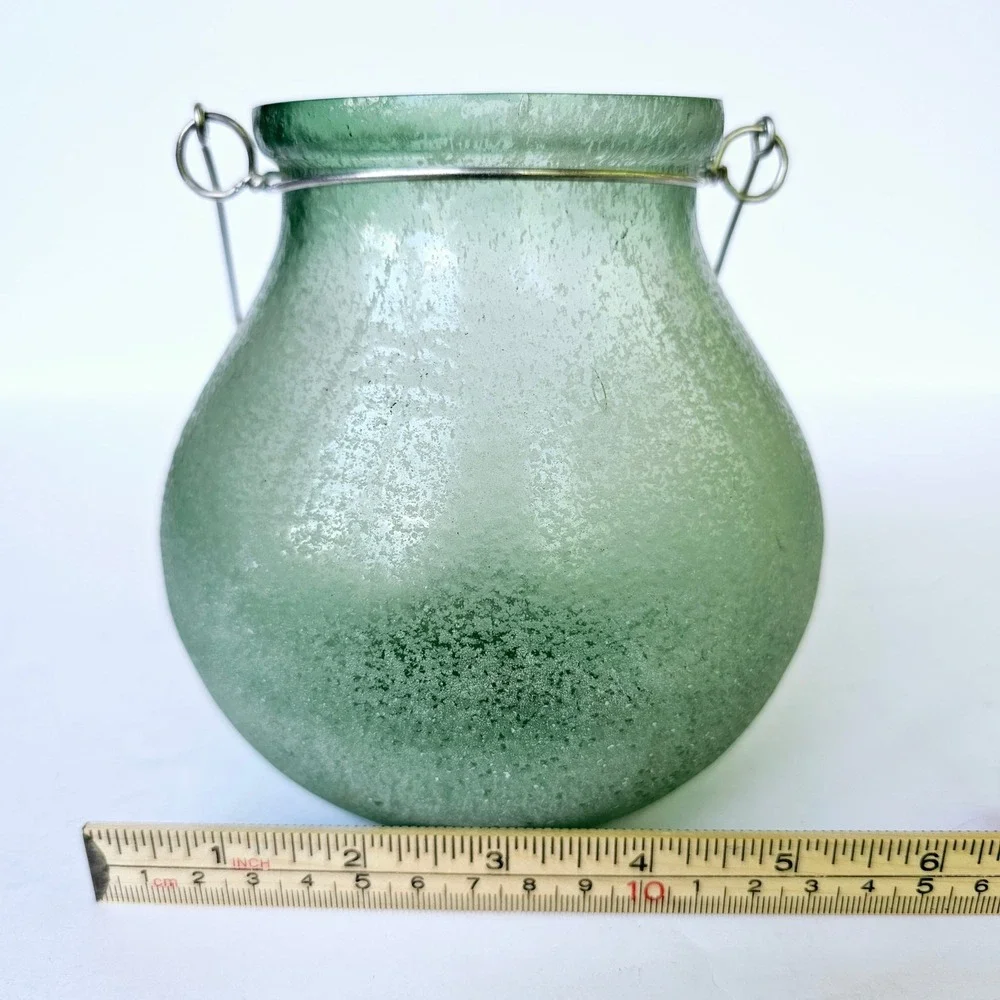 Pottery Barn‎ Frosted Seaglass Votive Candle Holder Mouth Blown Glass - M860.2